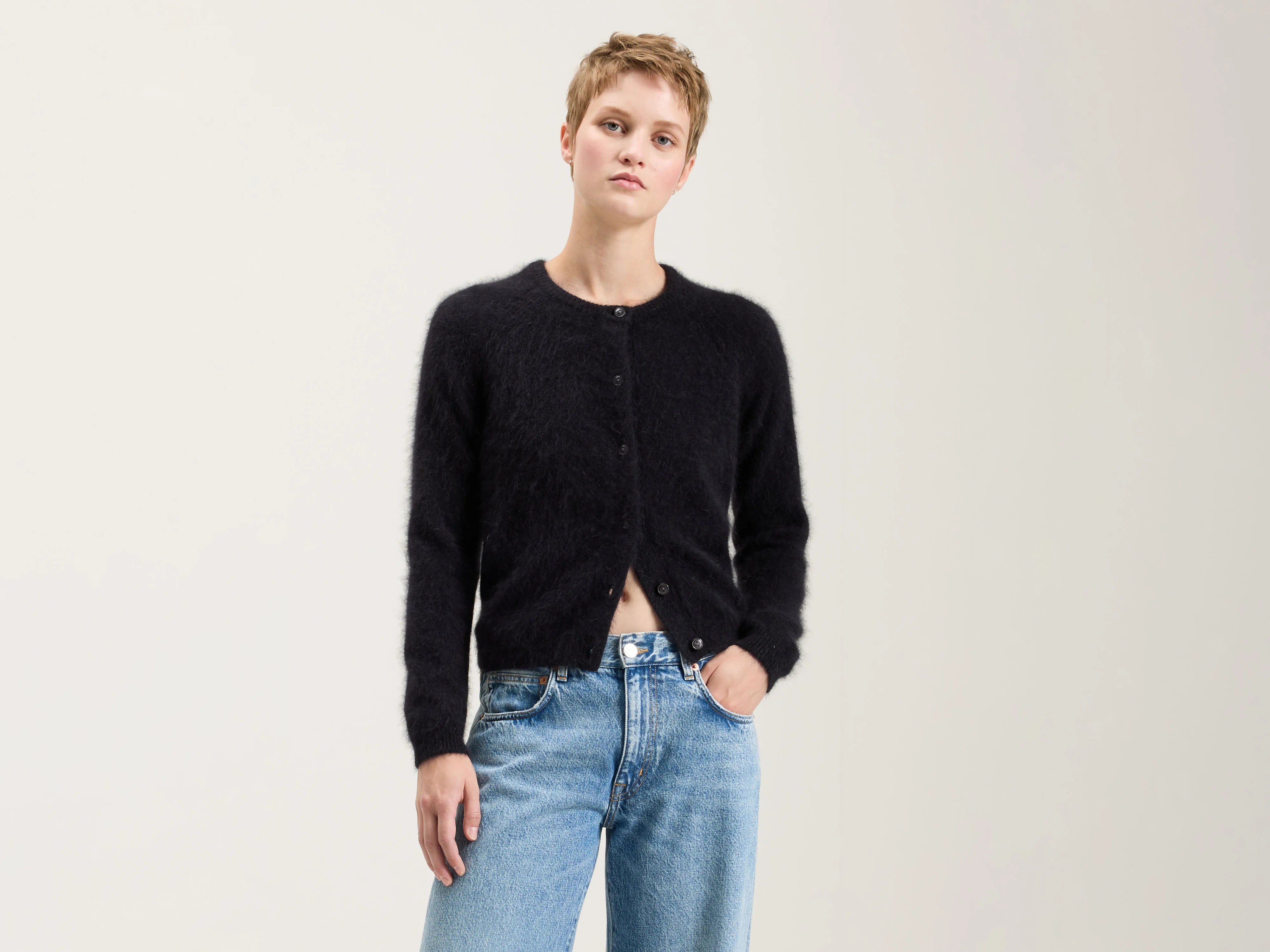 Datair angora-blend cardigan (242 / W / OFF BLACK)