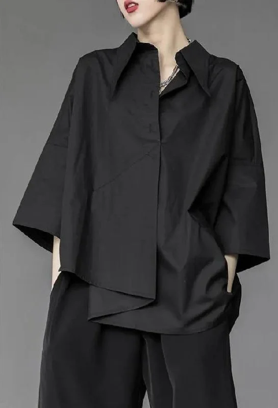 Black Korean Asymmetric Shirt